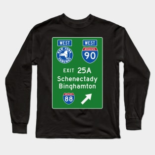 New York Thruway Westbound Exit 25A: Schenectady Binghamton I-88 Long Sleeve T-Shirt